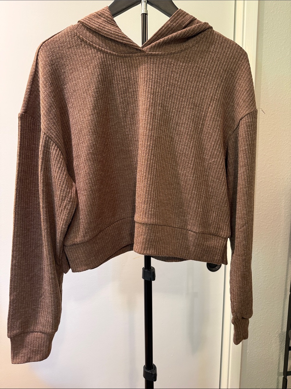 Zenana Knit Hoodie Pullover Hooded Brown Women’s M MPN HRT-2650